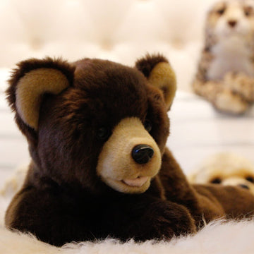 Realistic Lazy Brown Bear Cub Stuffed Animal Plush Toy